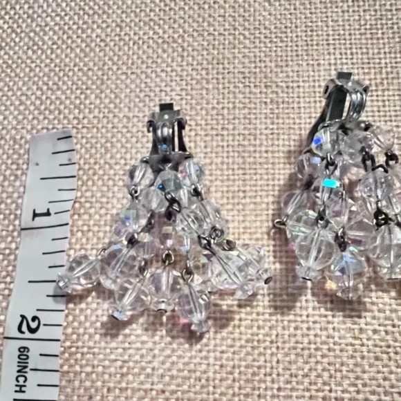 Vintage Laguna A/B Crystal Cha Cha Dangles Clip On Earrings Singed - Picture 7 of 7